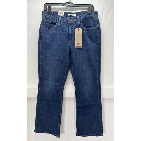 Levis Classic Bootcut Jeans Womens 10/30 Short Stretch Denim Blue Jean Dark NEW - Picture 1 of 10